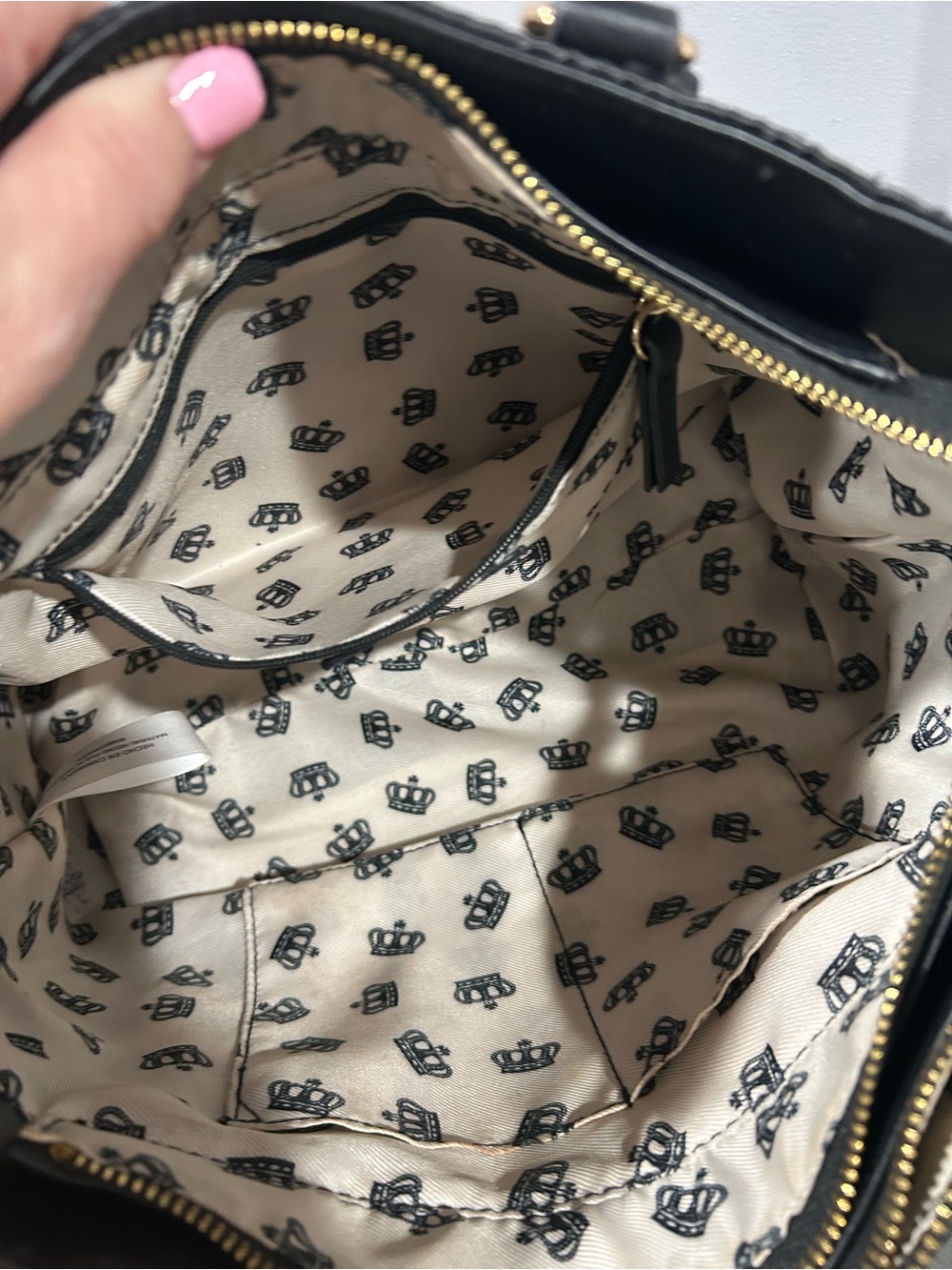Juicy Couture Black Embossed Logo Tote with Gold Hardware - Picture 10 of 12